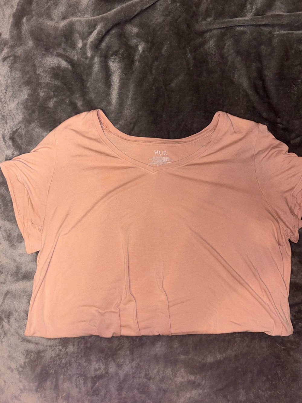HUE Short Sleeve Crew Neck Tee in Dusty Mauve